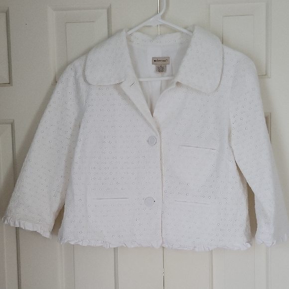 Elevenses Womens Lady Jacket Tea Coat Cottagecore White Eyelet Sz 6 - Picture 1 of 7